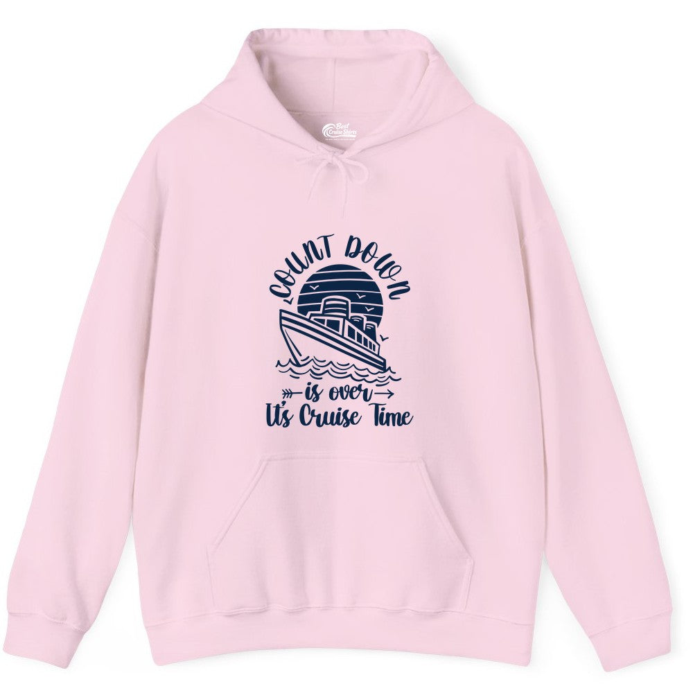 Cruise Countdown Shirt - Nautical Vacation Tee for Cruise Travelers (Hoodie) in Light Pink - Countdown Is Over Cruise Time Nautical Monochrome Shirt