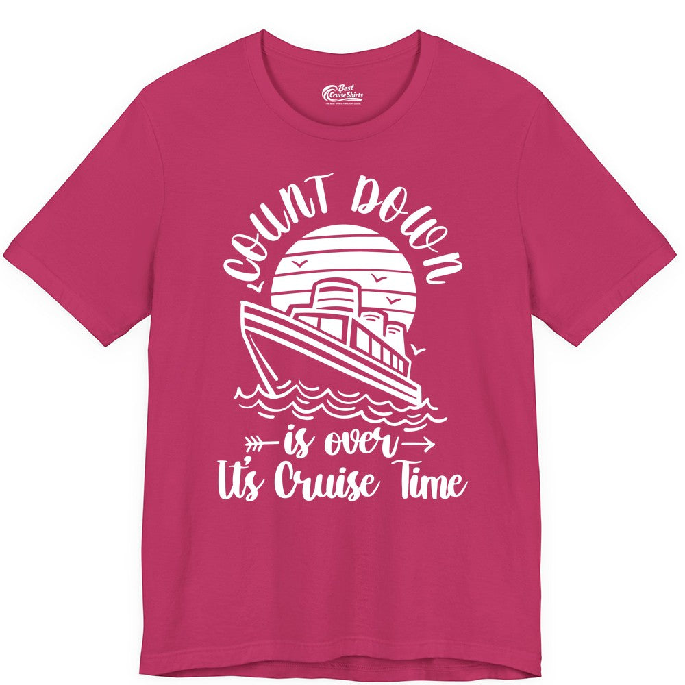 Cruise Countdown Shirt - Nautical Vacation Tee for Cruise Travelers (Premium Tee) in Berry - Countdown Is Over Cruise Time Nautical Monochrome Shirt