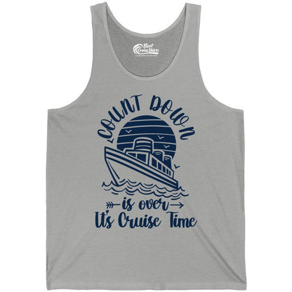 Cruise Countdown Shirt - Nautical Vacation Tee for Cruise Travelers (Tank Top) in Athletic Heather - Countdown Is Over Cruise Time Nautical Monochrome Shirt