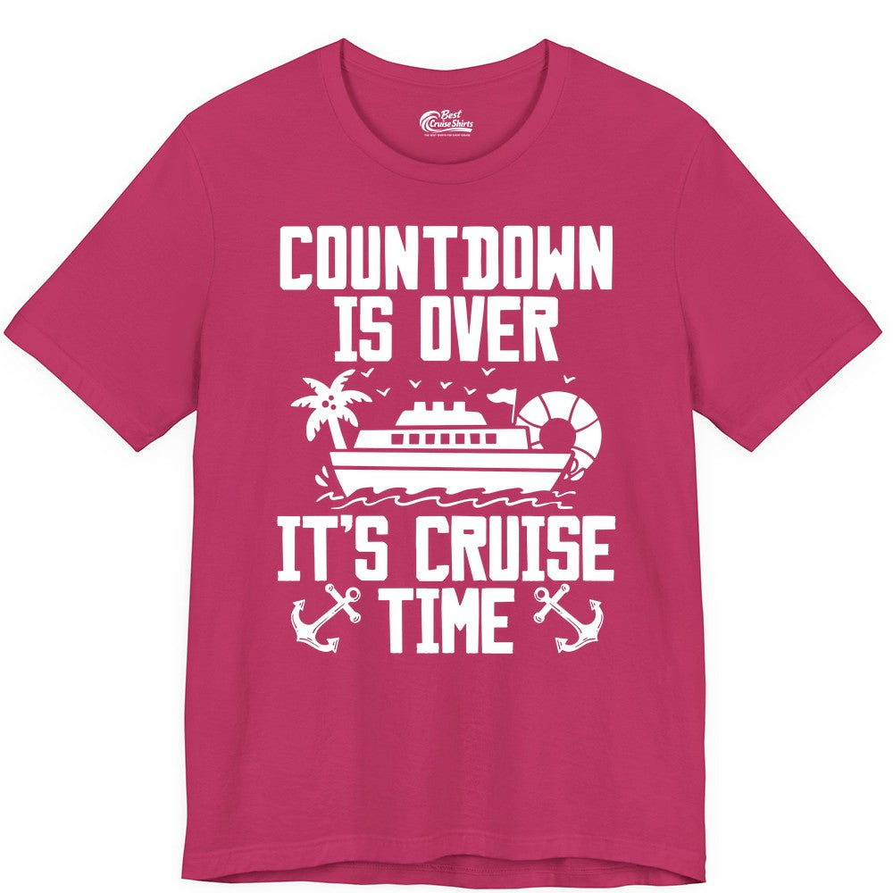 Cruise Time Shirt - Funny Cruise Countdown Over Family Apparel (Premium Tee) in Berry - Countdown Is Over It’s Cruise Time Shirt - Nautical Family Vacation Apparel