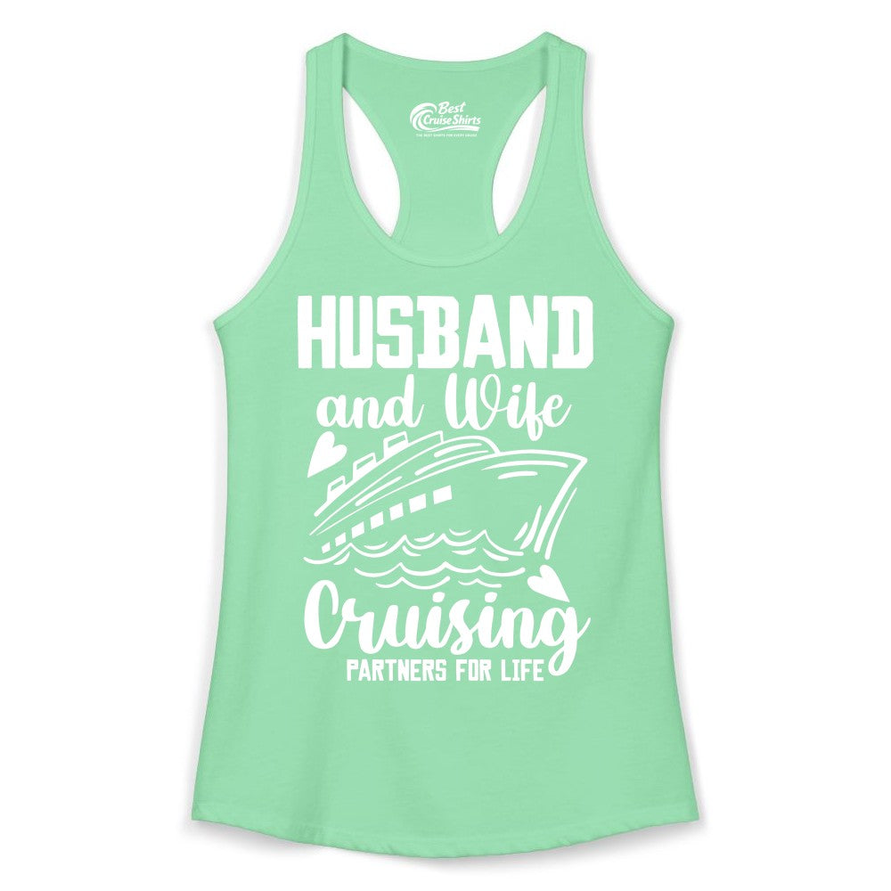 Husband and Wife Cruising Shirt - Romantic Cruise Partners Tee (Ladies Tank) in Solid Mint - Husband and Wife Cruising Partners for Life Romantic Cruise Shirt