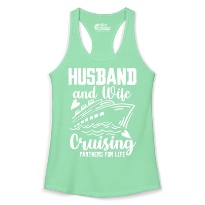 Husband and Wife Cruising Shirt - Romantic Cruise Partners Tee (Ladies Tank) in Solid Mint - Husband and Wife Cruising Partners for Life Romantic Cruise Shirt