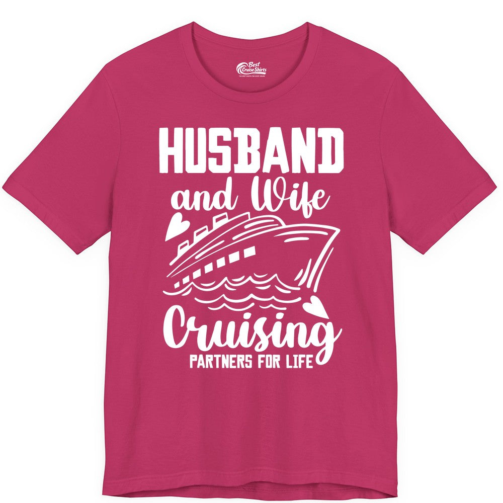 Husband and Wife Cruising Shirt - Romantic Cruise Partners Tee (Premium Tee) in Berry - Husband and Wife Cruising Partners for Life Romantic Cruise Shirt