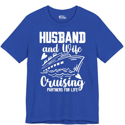 Husband and Wife Cruising Shirt - Romantic Cruise Partners Tee (Premium Tee) in True Royal - Husband and Wife Cruising Partners for Life Romantic Cruise Shirt