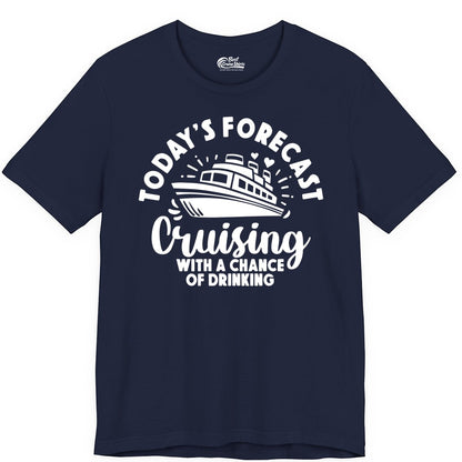 Cruise Drinking Shirt - Funny Cruise Shirt for Vacation Travel (Premium Tee) in Navy - Today's Forecast Cruising With a Chance of Drinking Cruise Shirt