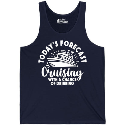 Cruise Drinking Shirt - Funny Cruise Shirt for Vacation Travel (Tank Top) in Navy - Today's Forecast Cruising With a Chance of Drinking Cruise Shirt