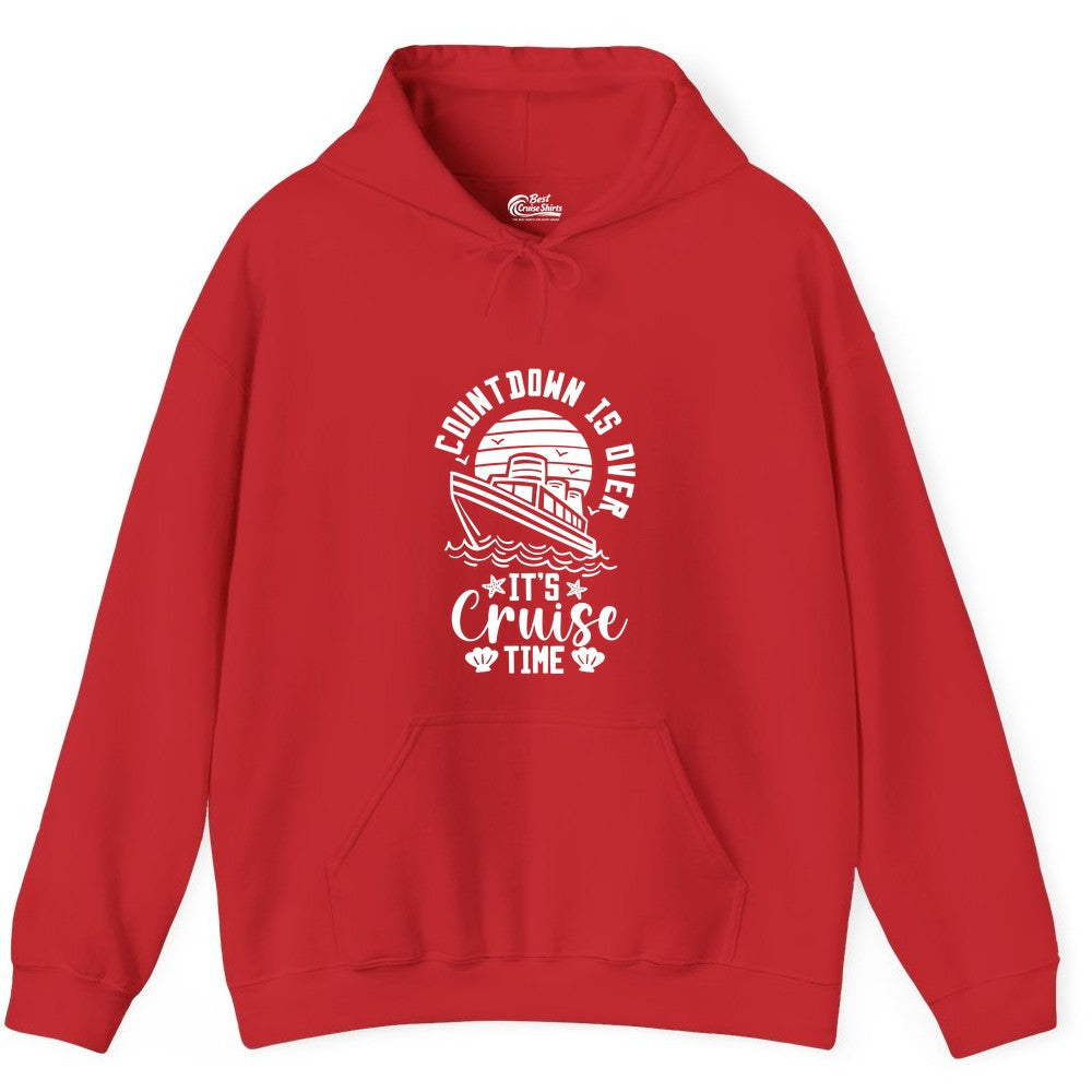 It's Cruise Time Shirt - Funny Cruise Countdown Vacation Tee (Hoodie) in Red - Countdown Is Over - It's Cruise Time Nautical Vacation Shirt
