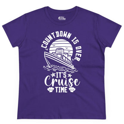 It's Cruise Time Shirt - Funny Cruise Countdown Vacation Tee (Ladies Tee) in Purple - Countdown Is Over - It's Cruise Time Nautical Vacation Shirt