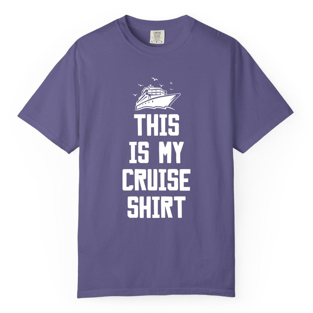 This Is My Cruise Shirt - Funny Cruise Vacation Shirt for Travelers (Comfort Color) in Grape - This Is My Cruise Shirt Bold Cruise Ship Graphic Tee