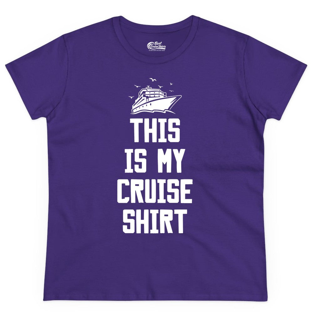 This Is My Cruise Shirt - Funny Cruise Vacation Shirt for Travelers (Ladies Tee) in Purple - This Is My Cruise Shirt Bold Cruise Ship Graphic Tee