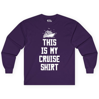 This Is My Cruise Shirt - Funny Cruise Vacation Shirt for Travelers (Long Sleeve) in Purple - This Is My Cruise Shirt Bold Cruise Ship Graphic Tee