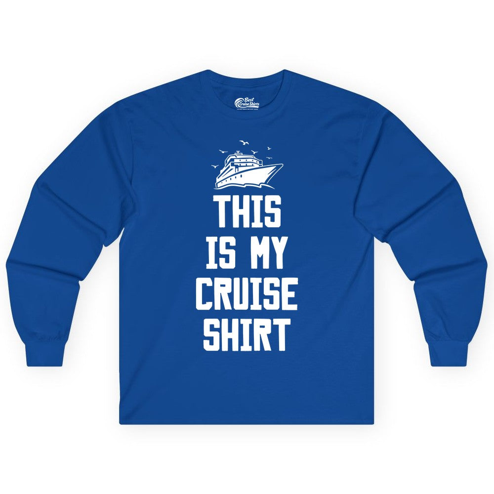 This Is My Cruise Shirt - Funny Cruise Vacation Shirt for Travelers (Long Sleeve) in Royal - This Is My Cruise Shirt Bold Cruise Ship Graphic Tee