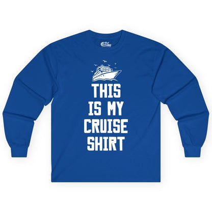 This Is My Cruise Shirt - Funny Cruise Vacation Shirt for Travelers (Long Sleeve) in Royal - This Is My Cruise Shirt Bold Cruise Ship Graphic Tee