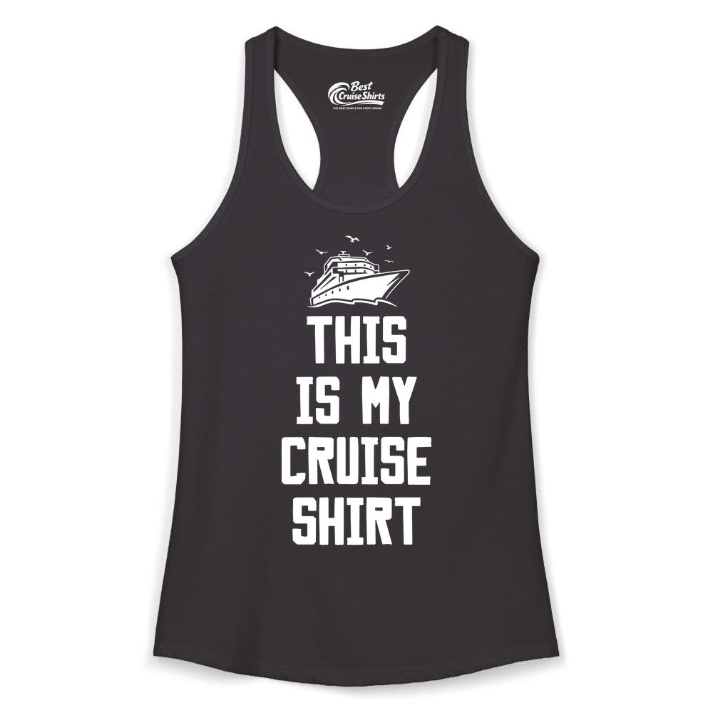This Is My Cruise Shirt - Funny Cruise Vacation Shirt for Travelers (Ladies Tank) in Black - This Is My Cruise Shirt Bold Cruise Ship Graphic Tee