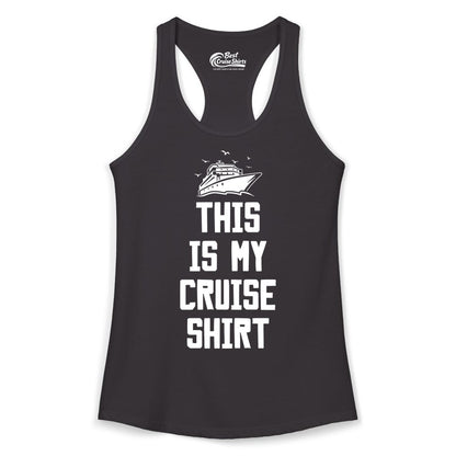 This Is My Cruise Shirt - Funny Cruise Vacation Shirt for Travelers (Ladies Tank) in Black - This Is My Cruise Shirt Bold Cruise Ship Graphic Tee