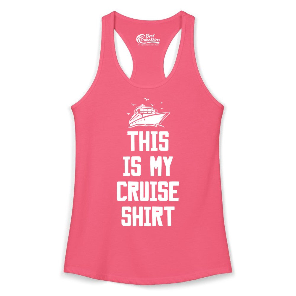 This Is My Cruise Shirt - Funny Cruise Vacation Shirt for Travelers (Ladies Tank) in Hot Pink - This Is My Cruise Shirt Bold Cruise Ship Graphic Tee