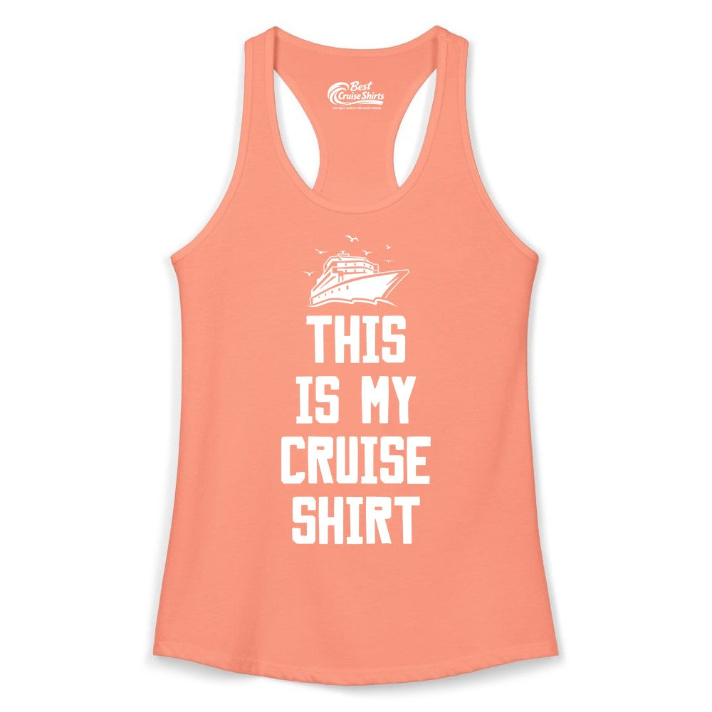 This Is My Cruise Shirt - Funny Cruise Vacation Shirt for Travelers (Ladies Tank) in Solid Light Orange - This Is My Cruise Shirt Bold Cruise Ship Graphic Tee