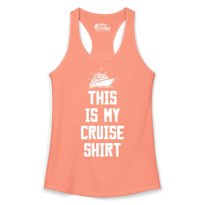 This Is My Cruise Shirt - Funny Cruise Vacation Shirt for Travelers (Ladies Tank) in Solid Light Orange - This Is My Cruise Shirt Bold Cruise Ship Graphic Tee