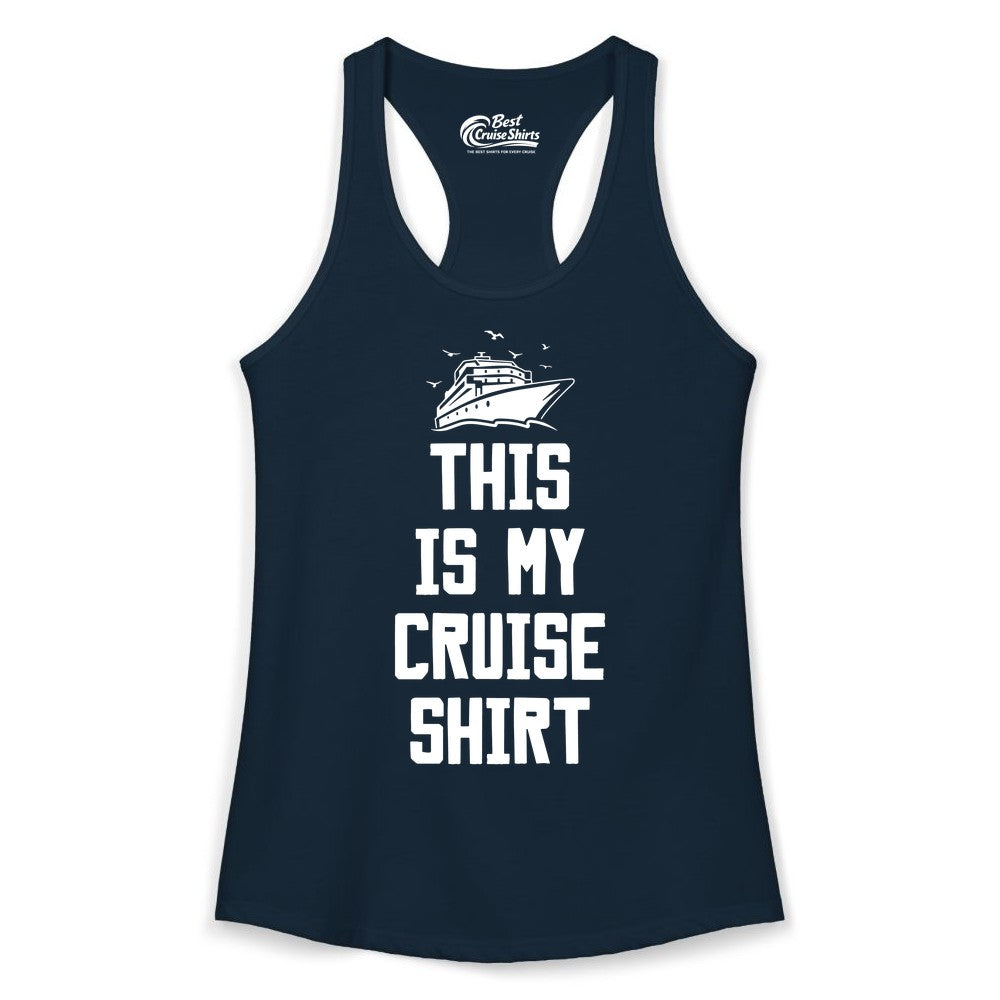 This Is My Cruise Shirt - Funny Cruise Vacation Shirt for Travelers (Ladies Tank) in Solid Midnight Navy - This Is My Cruise Shirt Bold Cruise Ship Graphic Tee