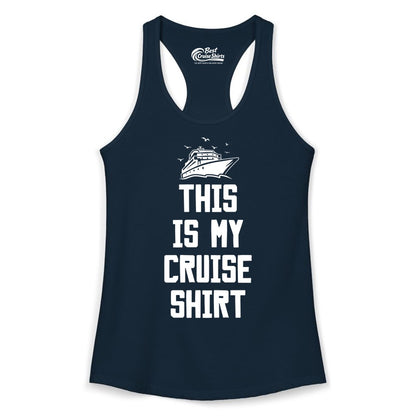 This Is My Cruise Shirt - Funny Cruise Vacation Shirt for Travelers (Ladies Tank) in Solid Midnight Navy - This Is My Cruise Shirt Bold Cruise Ship Graphic Tee