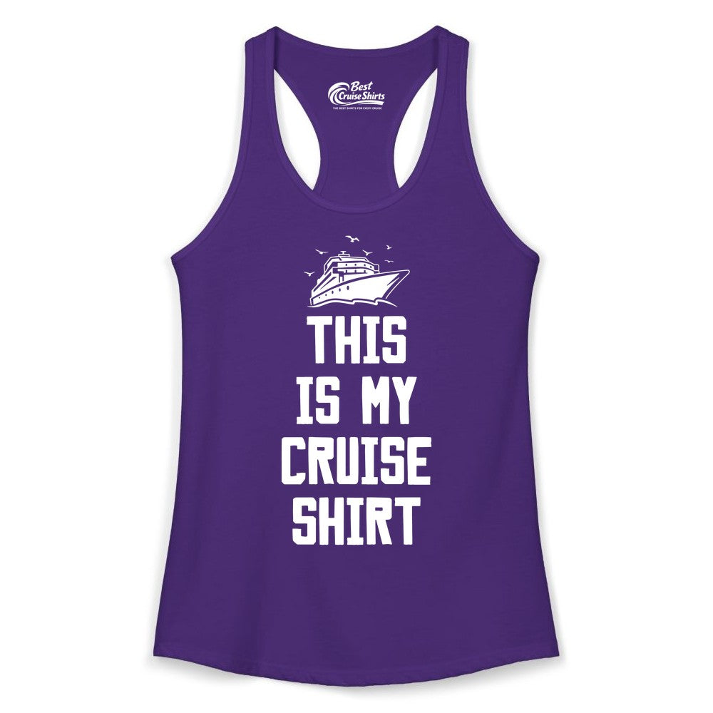 This Is My Cruise Shirt - Funny Cruise Vacation Shirt for Travelers (Ladies Tank) in Solid Purple Rush - This Is My Cruise Shirt Bold Cruise Ship Graphic Tee