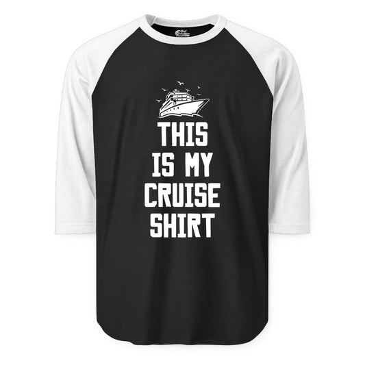 This Is My Cruise Shirt - Funny Cruise Vacation Shirt for Travelers (Raglan) in BlackWhite - This Is My Cruise Shirt Bold Cruise Ship Graphic Tee