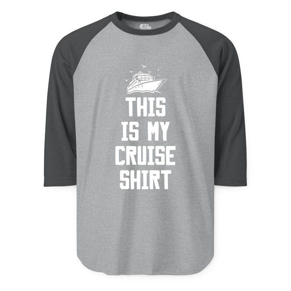 This Is My Cruise Shirt - Funny Cruise Vacation Shirt for Travelers (Raglan) in Heather GreyHeather Charcoal - This Is My Cruise Shirt Bold Cruise Ship Graphic Tee