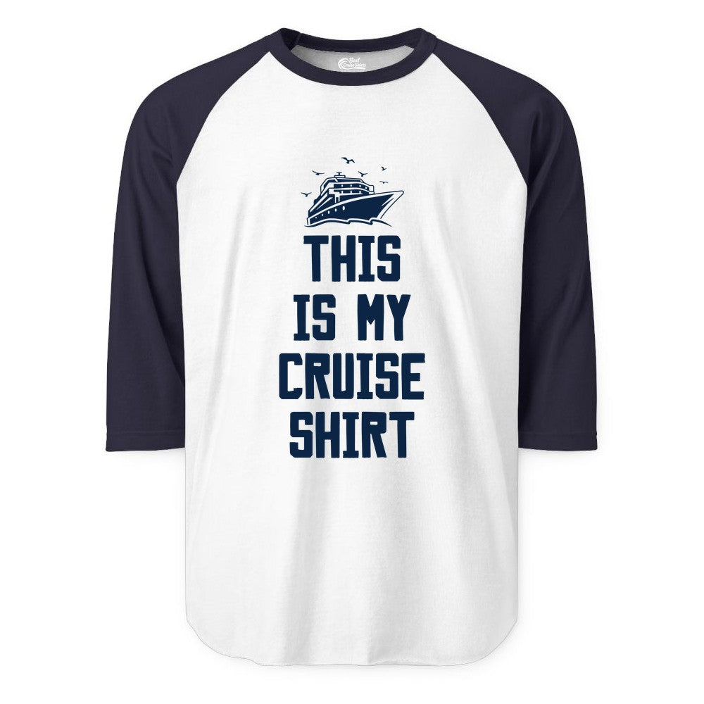 This Is My Cruise Shirt - Funny Cruise Vacation Shirt for Travelers (Raglan) in WhiteNavy - This Is My Cruise Shirt Bold Cruise Ship Graphic Tee