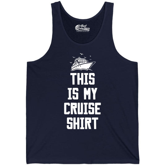 This Is My Cruise Shirt - Funny Cruise Vacation Shirt for Travelers (Tank Top) in Navy - This Is My Cruise Shirt Bold Cruise Ship Graphic Tee