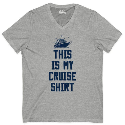 This Is My Cruise Shirt - Funny Cruise Vacation Shirt for Travelers (V-Neck) in Athletic Heather - This Is My Cruise Shirt Bold Cruise Ship Graphic Tee
