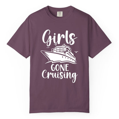Girls Cruise Shirt - Fun Group Vacation Apparel for Ladies Trips (Comfort Color) in Berry - Girls Gone Cruising Group Cruise Shirt - Fun Girls Trip Cruise Apparel