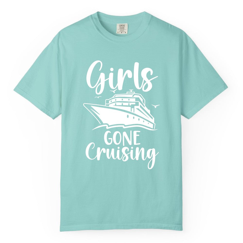 Girls Cruise Shirt - Fun Group Vacation Apparel for Ladies Trips (Comfort Color) in Chalky Mint - Girls Gone Cruising Group Cruise Shirt - Fun Girls Trip Cruise Apparel