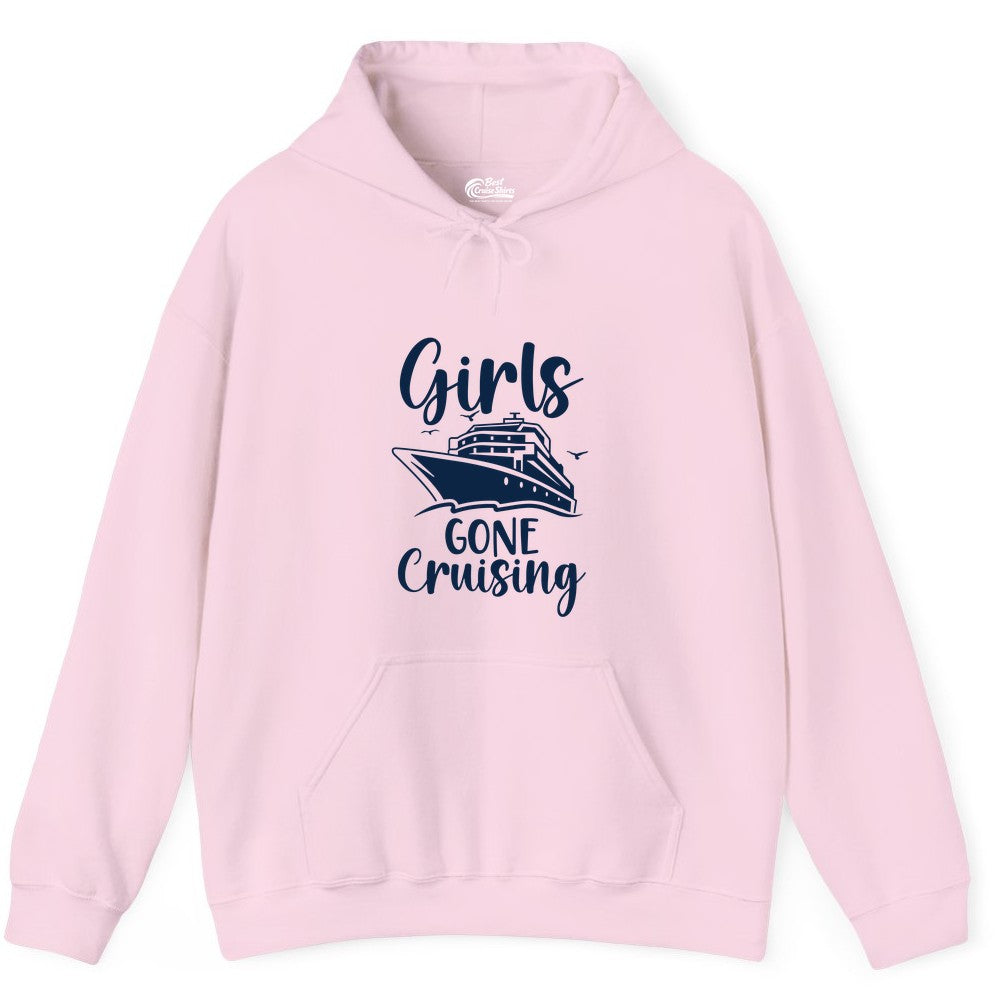Girls Cruise Shirt - Fun Group Vacation Apparel for Ladies Trips (Hoodie) in Light Pink - Girls Gone Cruising Group Cruise Shirt - Fun Girls Trip Cruise Apparel