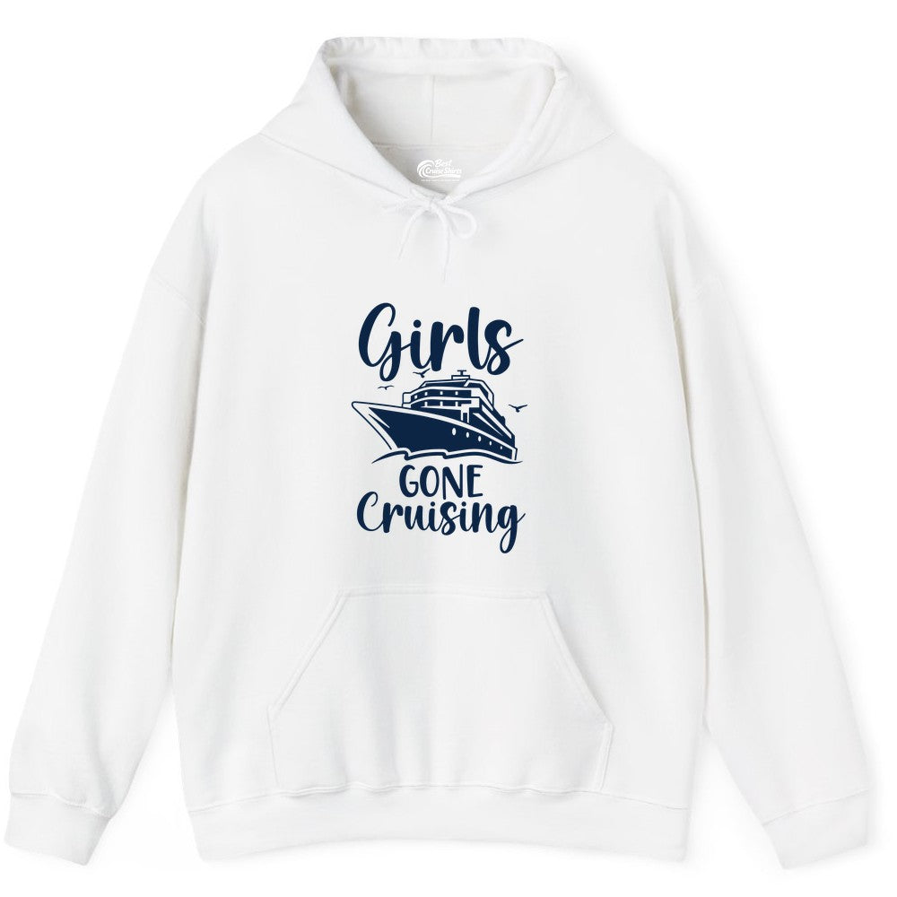 Girls Cruise Shirt - Fun Group Vacation Apparel for Ladies Trips (Hoodie) in White - Girls Gone Cruising Group Cruise Shirt - Fun Girls Trip Cruise Apparel