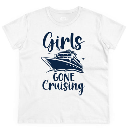 Girls Cruise Shirt - Fun Group Vacation Apparel for Ladies Trips (Ladies Tee) in White - Girls Gone Cruising Group Cruise Shirt - Fun Girls Trip Cruise Apparel