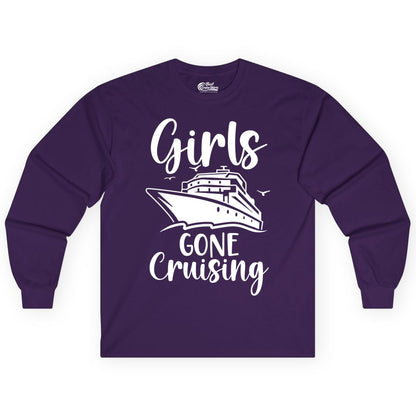 Girls Cruise Shirt - Fun Group Vacation Apparel for Ladies Trips (Long Sleeve) in Purple - Girls Gone Cruising Group Cruise Shirt - Fun Girls Trip Cruise Apparel