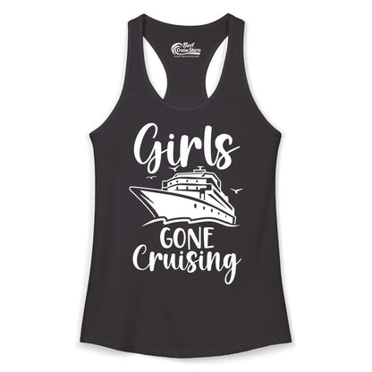 Girls Cruise Shirt - Fun Group Vacation Apparel for Ladies Trips (Ladies Tank) in Black - Girls Gone Cruising Group Cruise Shirt - Fun Girls Trip Cruise Apparel