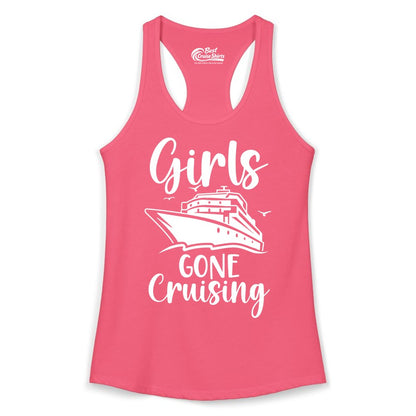 Girls Cruise Shirt - Fun Group Vacation Apparel for Ladies Trips (Ladies Tank) in Hot Pink - Girls Gone Cruising Group Cruise Shirt - Fun Girls Trip Cruise Apparel
