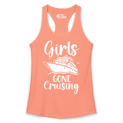 Girls Cruise Shirt - Fun Group Vacation Apparel for Ladies Trips (Ladies Tank) in Solid Light Orange - Girls Gone Cruising Group Cruise Shirt - Fun Girls Trip Cruise Apparel