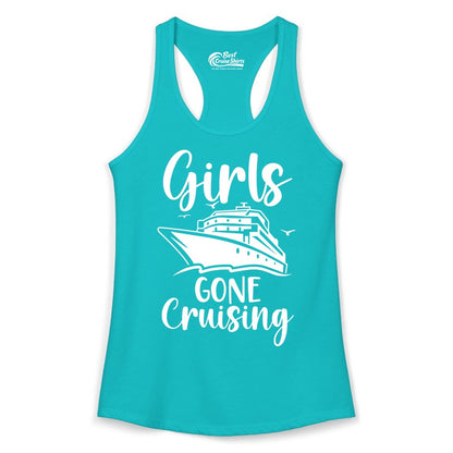 Girls Cruise Shirt - Fun Group Vacation Apparel for Ladies Trips (Ladies Tank) in Tahiti Blue - Girls Gone Cruising Group Cruise Shirt - Fun Girls Trip Cruise Apparel