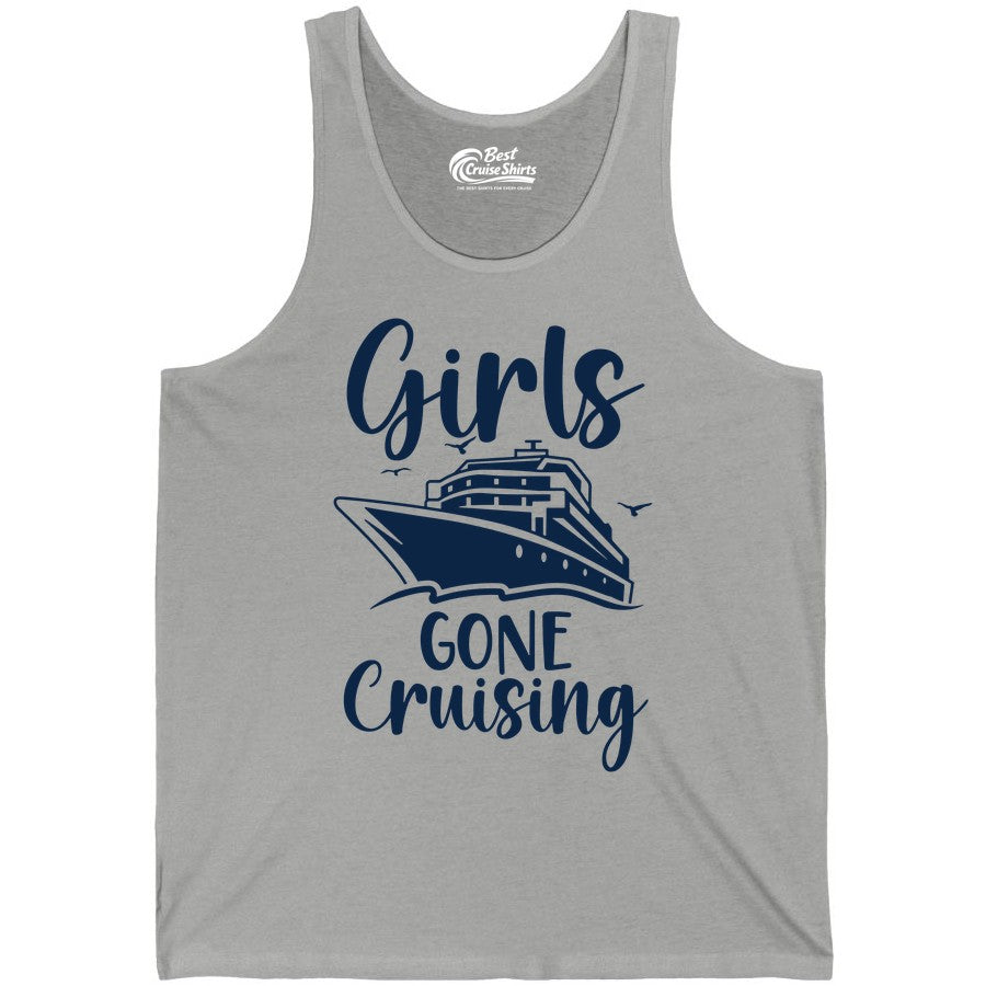 Girls Cruise Shirt - Fun Group Vacation Apparel for Ladies Trips (Tank Top) in Athletic Heather - Girls Gone Cruising Group Cruise Shirt - Fun Girls Trip Cruise Apparel