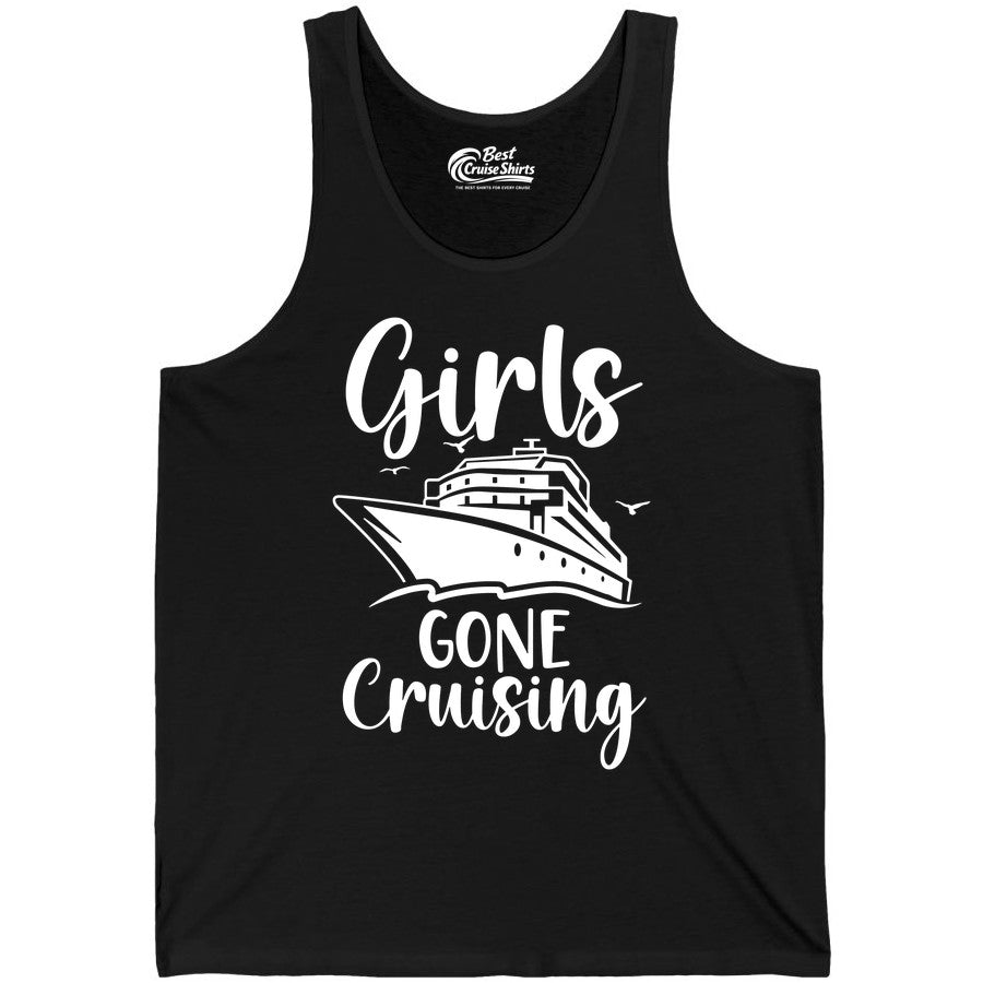 Girls Cruise Shirt - Fun Group Vacation Apparel for Ladies Trips (Tank Top) in Black - Girls Gone Cruising Group Cruise Shirt - Fun Girls Trip Cruise Apparel