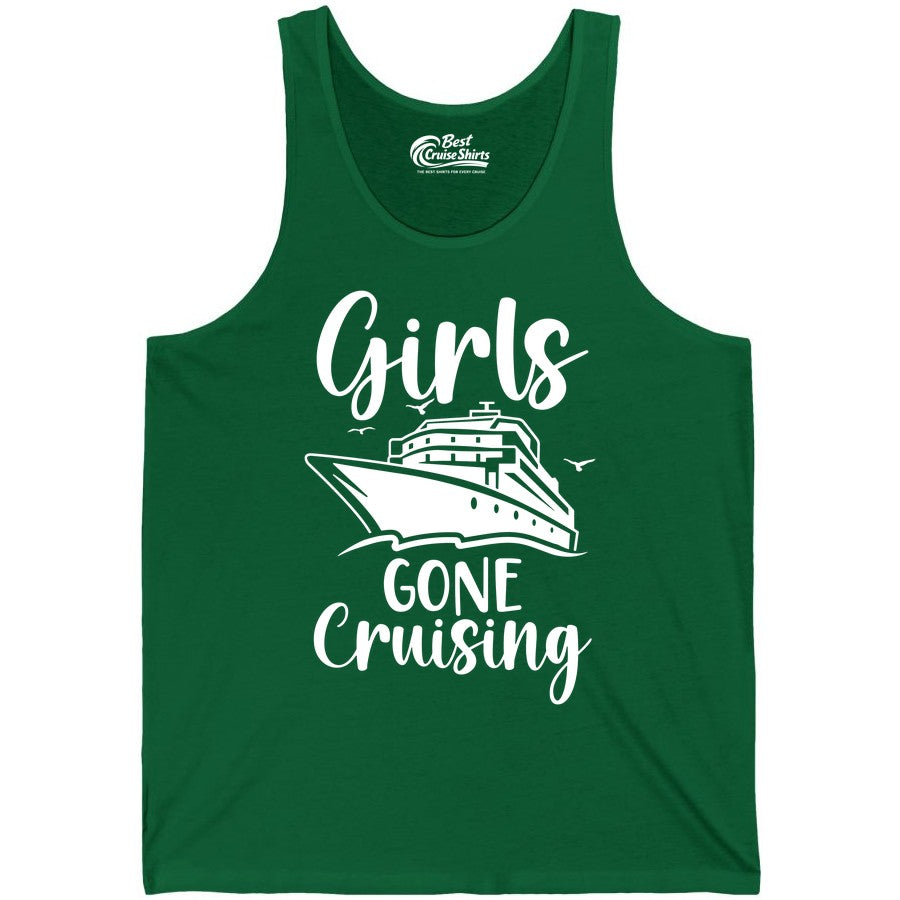 Girls Cruise Shirt - Fun Group Vacation Apparel for Ladies Trips (Tank Top) in Kelly - Girls Gone Cruising Group Cruise Shirt - Fun Girls Trip Cruise Apparel