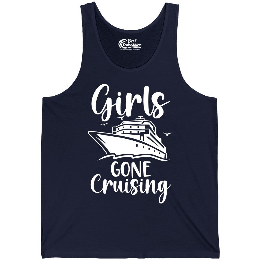 Girls Cruise Shirt - Fun Group Vacation Apparel for Ladies Trips (Tank Top) in Navy - Girls Gone Cruising Group Cruise Shirt - Fun Girls Trip Cruise Apparel