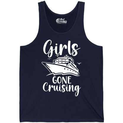 Girls Cruise Shirt - Fun Group Vacation Apparel for Ladies Trips (Tank Top) in Navy - Girls Gone Cruising Group Cruise Shirt - Fun Girls Trip Cruise Apparel