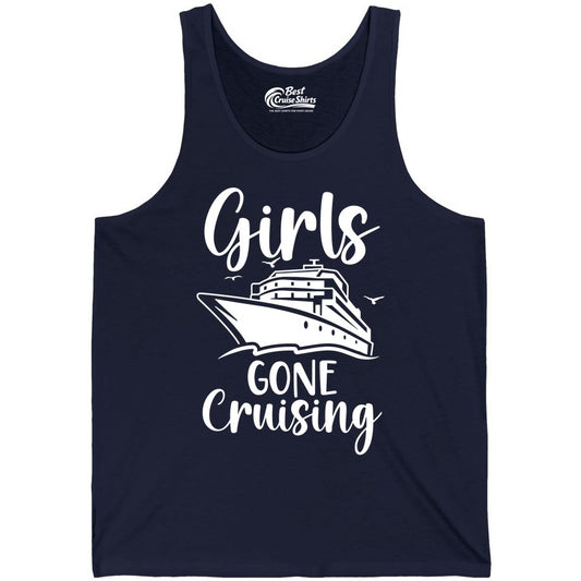 Girls Cruise Shirt - Fun Group Vacation Apparel for Ladies Trips (Tank Top) in Navy - Girls Gone Cruising Group Cruise Shirt - Fun Girls Trip Cruise Apparel