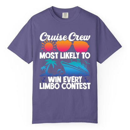Cruise Crew Shirt - Funny Limbo Contest Tee for Group Cruises (Comfort Color) in Grape - Cruise Crew Limbo Contest Funny Group Caribbean Party Shirt