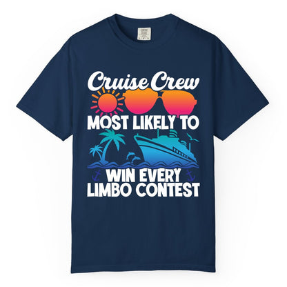 Cruise Crew Shirt - Funny Limbo Contest Tee for Group Cruises (Comfort Color) in Navy - Cruise Crew Limbo Contest Funny Group Caribbean Party Shirt