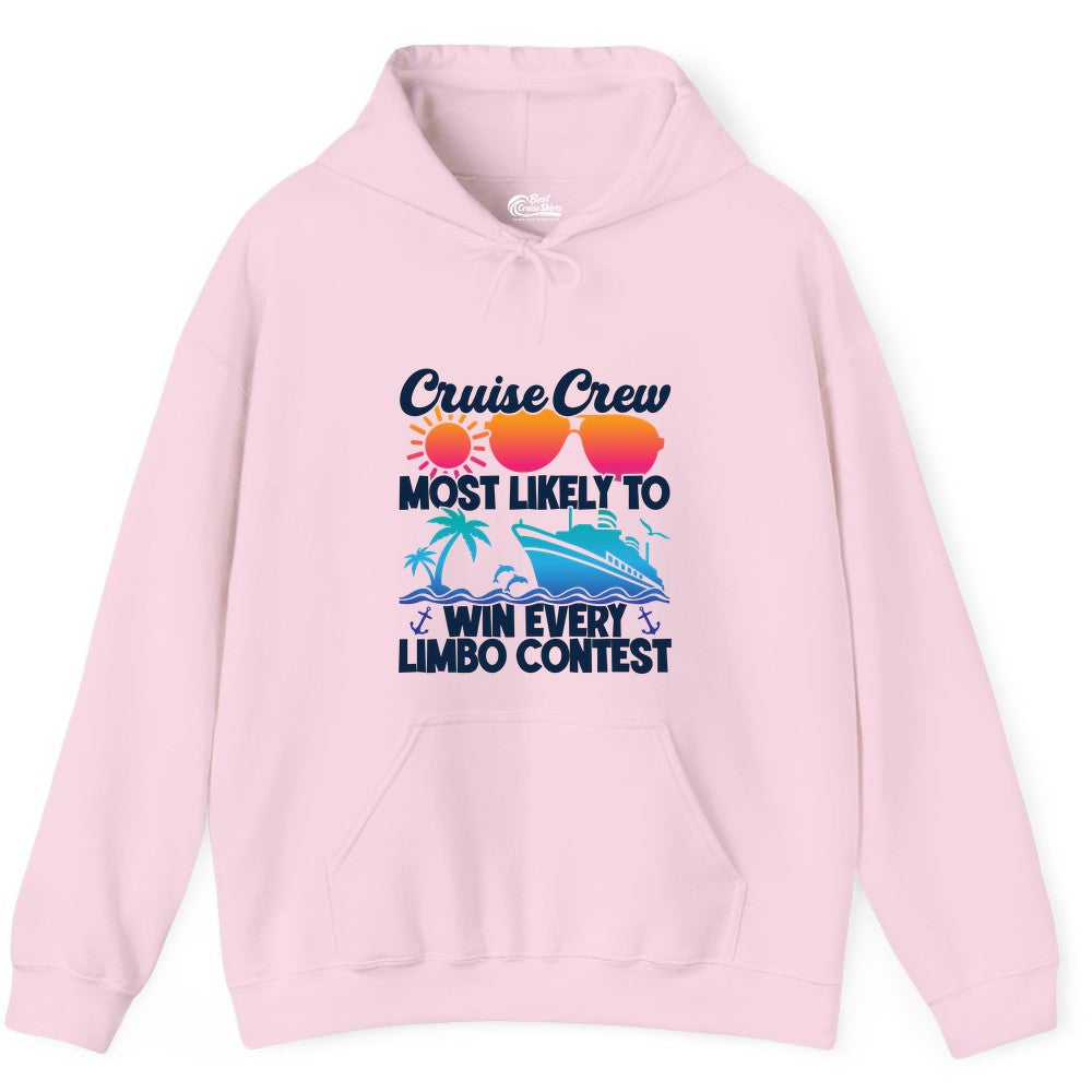 Cruise Crew Shirt - Funny Limbo Contest Tee for Group Cruises (Hoodie) in Light Pink - Cruise Crew Limbo Contest Funny Group Caribbean Party Shirt