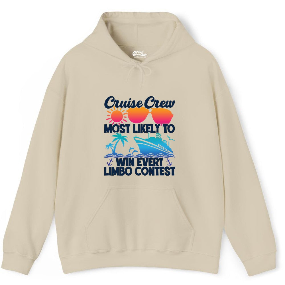 Cruise Crew Shirt - Funny Limbo Contest Tee for Group Cruises (Hoodie) in Sand - Cruise Crew Limbo Contest Funny Group Caribbean Party Shirt